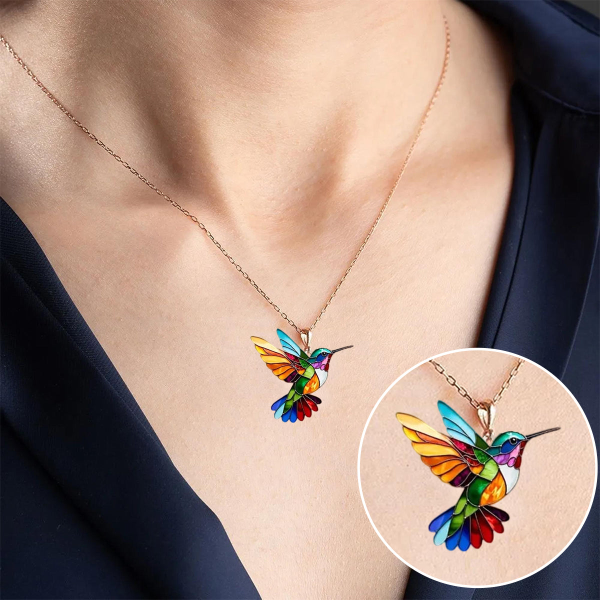 Josephine | Vibrant Hummingbird Charm Necklace