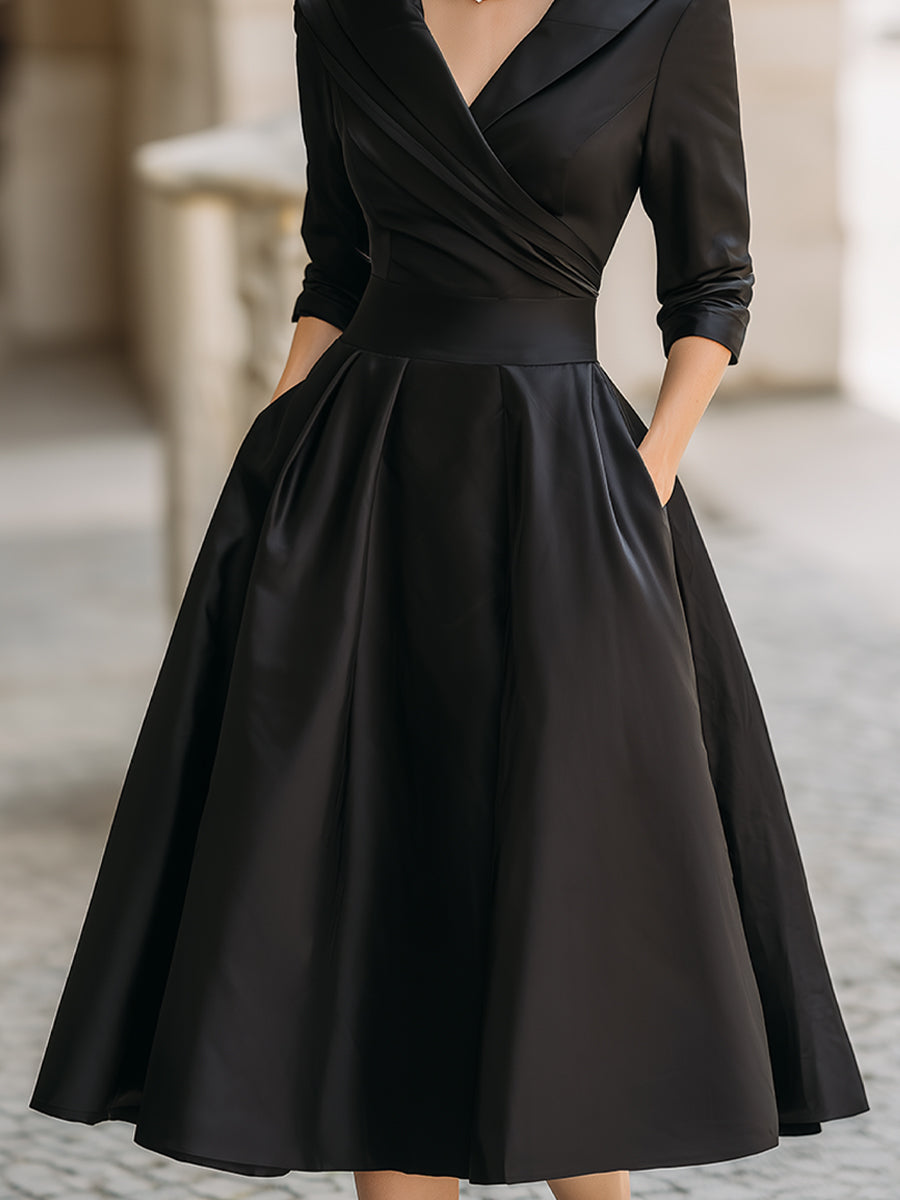Alexandra | Classic Satin Midi Dress