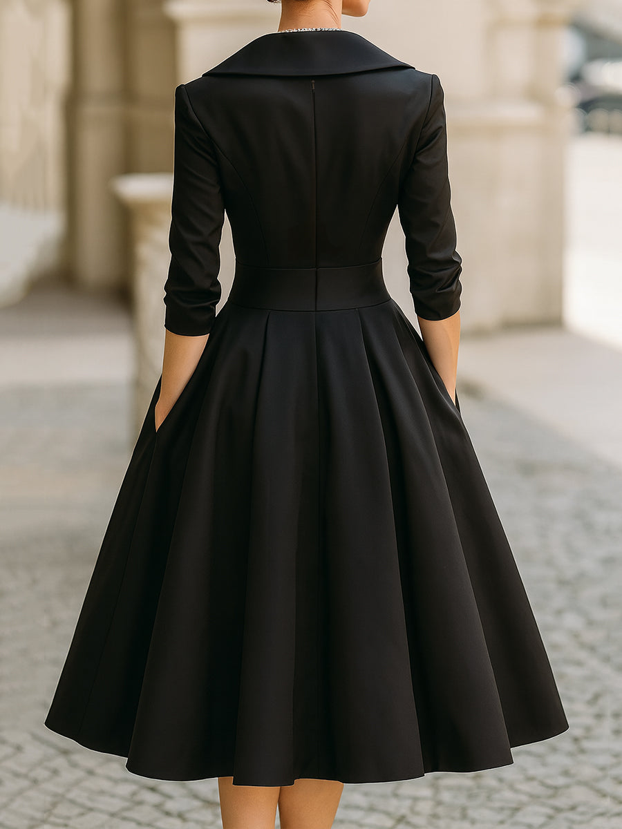 Alexandra | Classic Satin Midi Dress