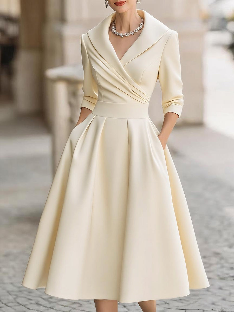Alexandra | Classic Satin Midi Dress