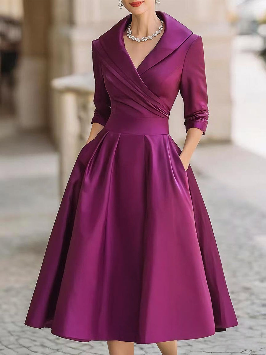 Alexandra | Classic Satin Midi Dress