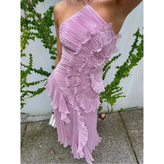 Georgina | Elegant Long Ruffle Dress