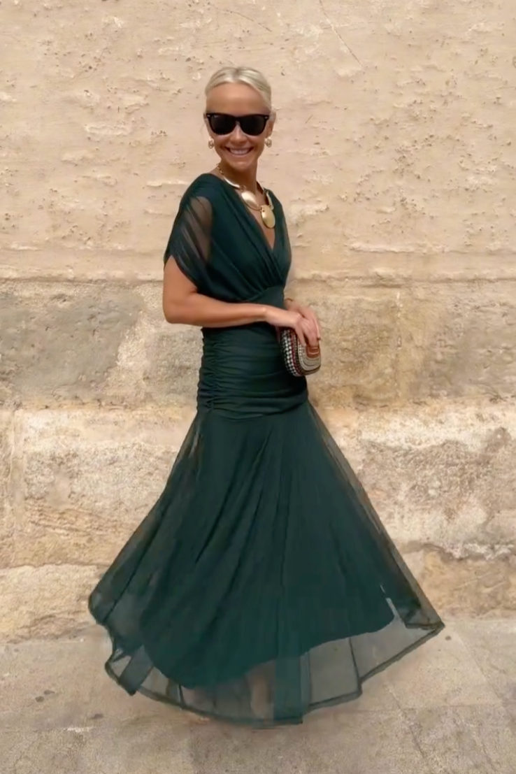 Isabel | Elegant Long V-Neck Dress