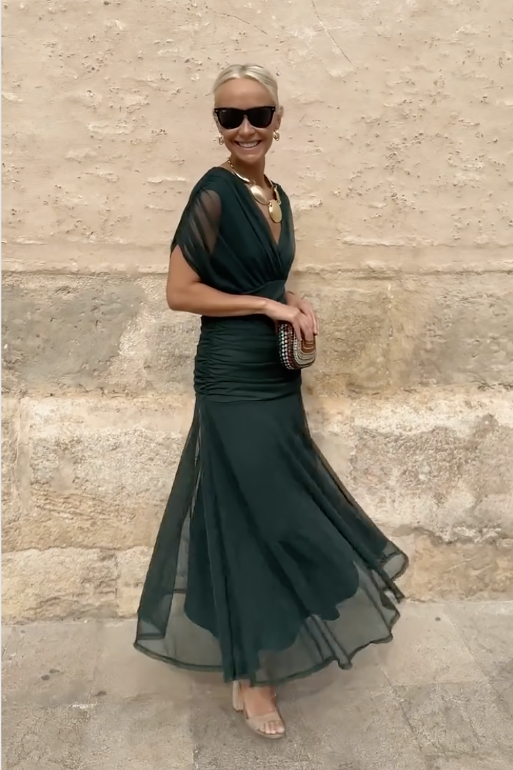 Isabel | Elegant Long V-Neck Dress