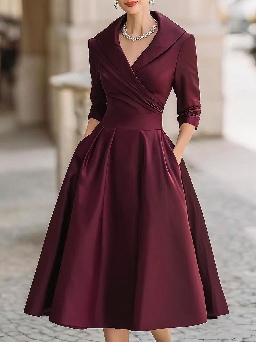 Alexandra | Classic Satin Midi Dress