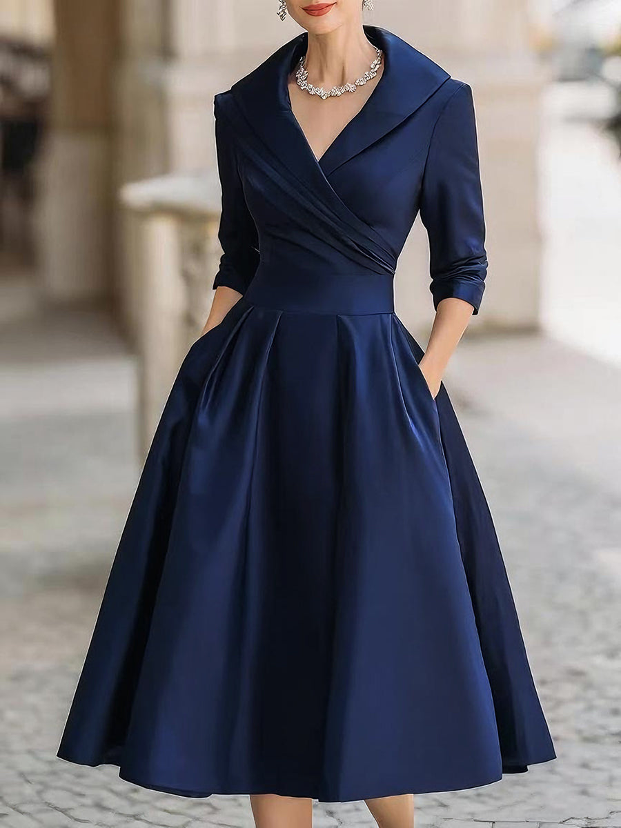 Alexandra | Classic Satin Midi Dress