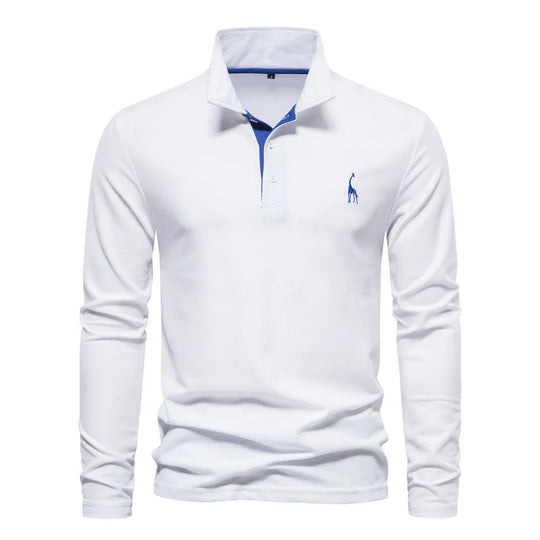 Michael | Long Sleeve Cotton Polo Shirt