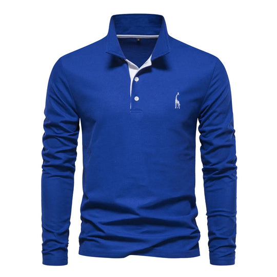Michael | Long Sleeve Cotton Polo Shirt