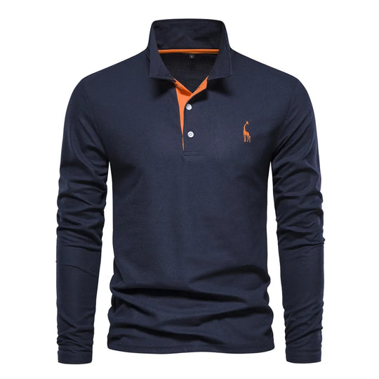 Michael | Long Sleeve Cotton Polo Shirt
