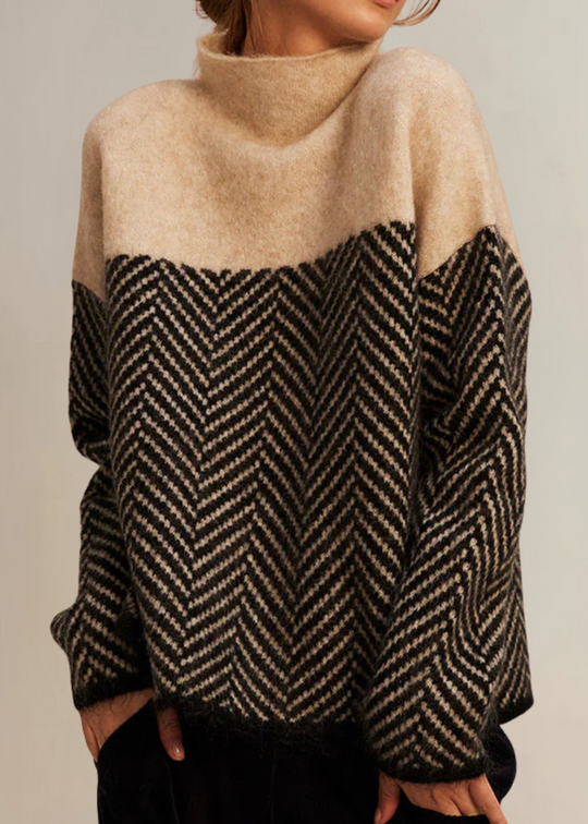 Bessie | Stylish Herringbone Turtleneck Sweater