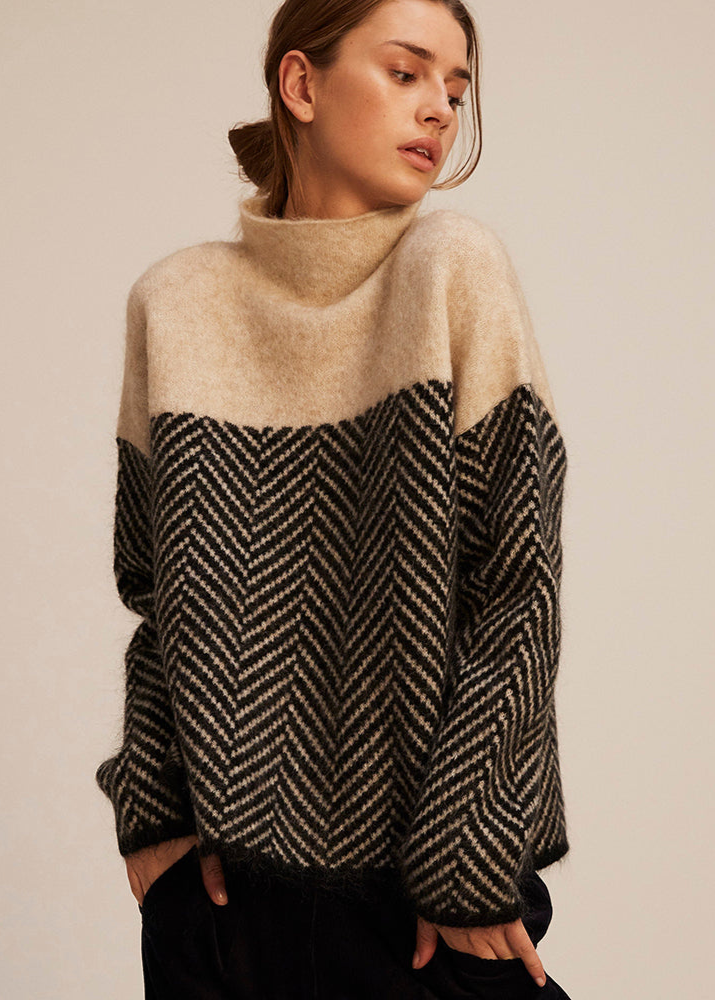 Bessie | Stylish Herringbone Turtleneck Sweater
