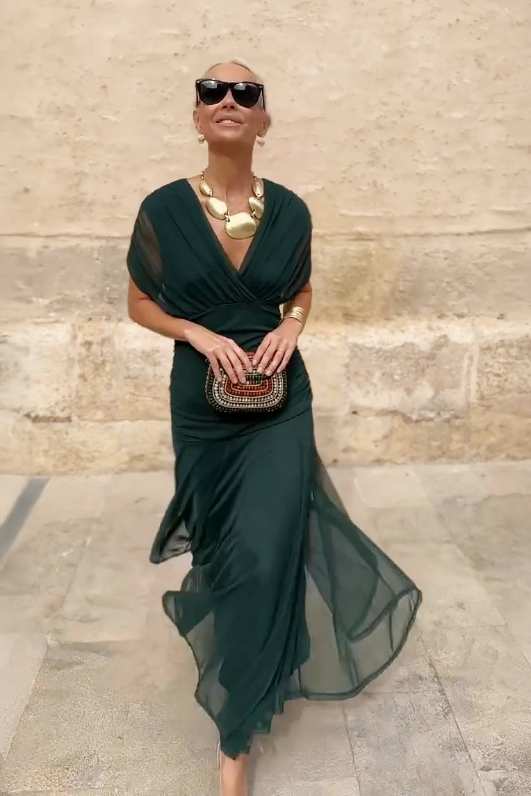 Isabel | Elegant Long V-Neck Dress