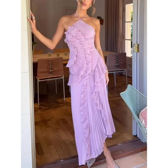 Georgina | Elegant Long Ruffle Dress