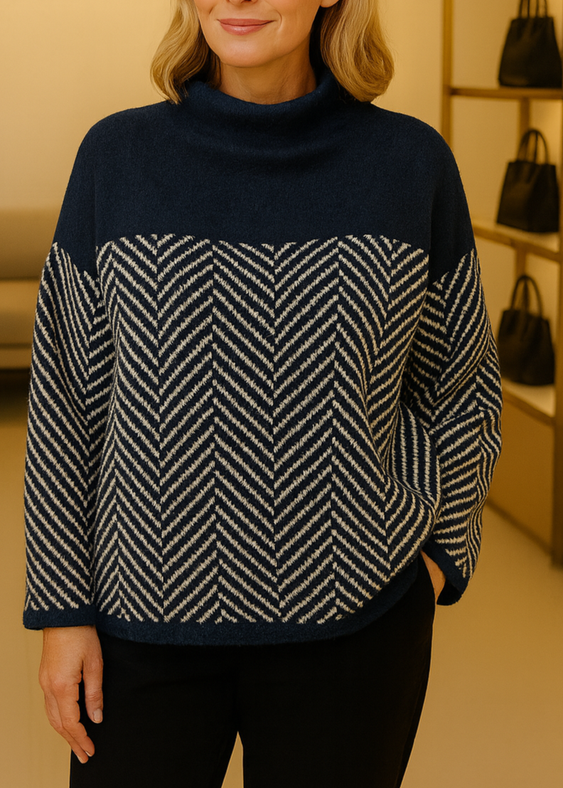 Bessie | Stylish Herringbone Turtleneck Sweater