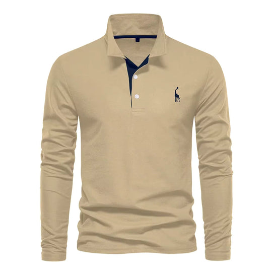 Michael | Long Sleeve Cotton Polo Shirt