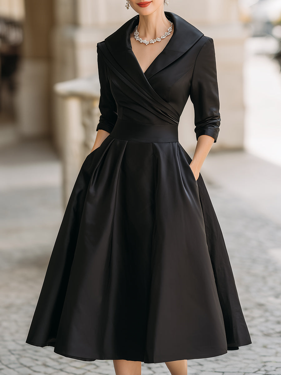 Alexandra | Classic Satin Midi Dress